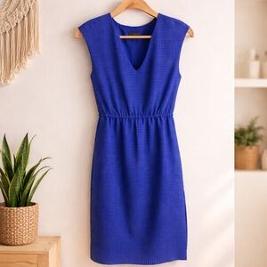 J. Crew Sleeveless V-Neck Midi Dress in Royal Blue